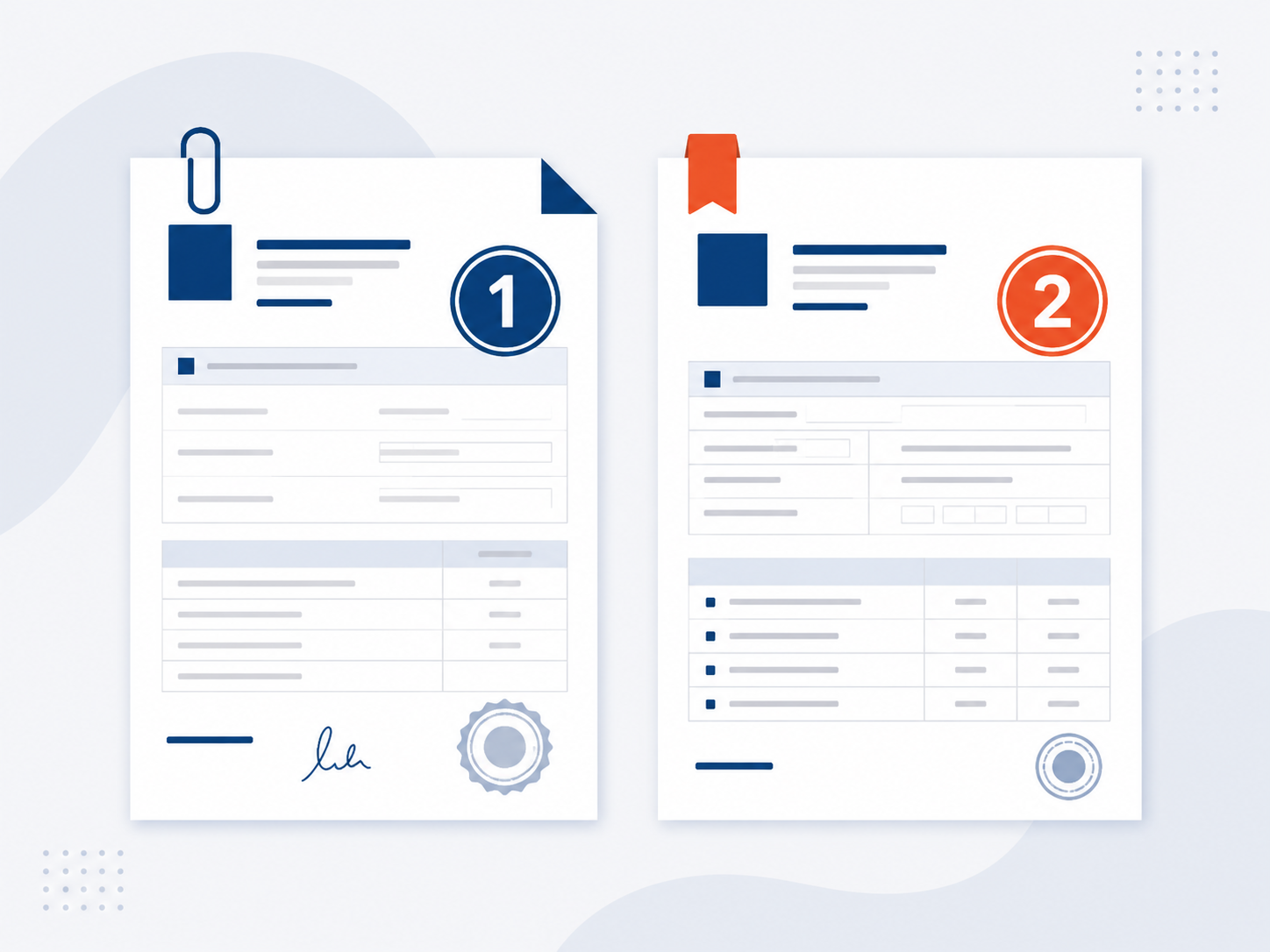 Ilustración de dos documentos distintos lado a lado, representando el número de catastro y el número de registro