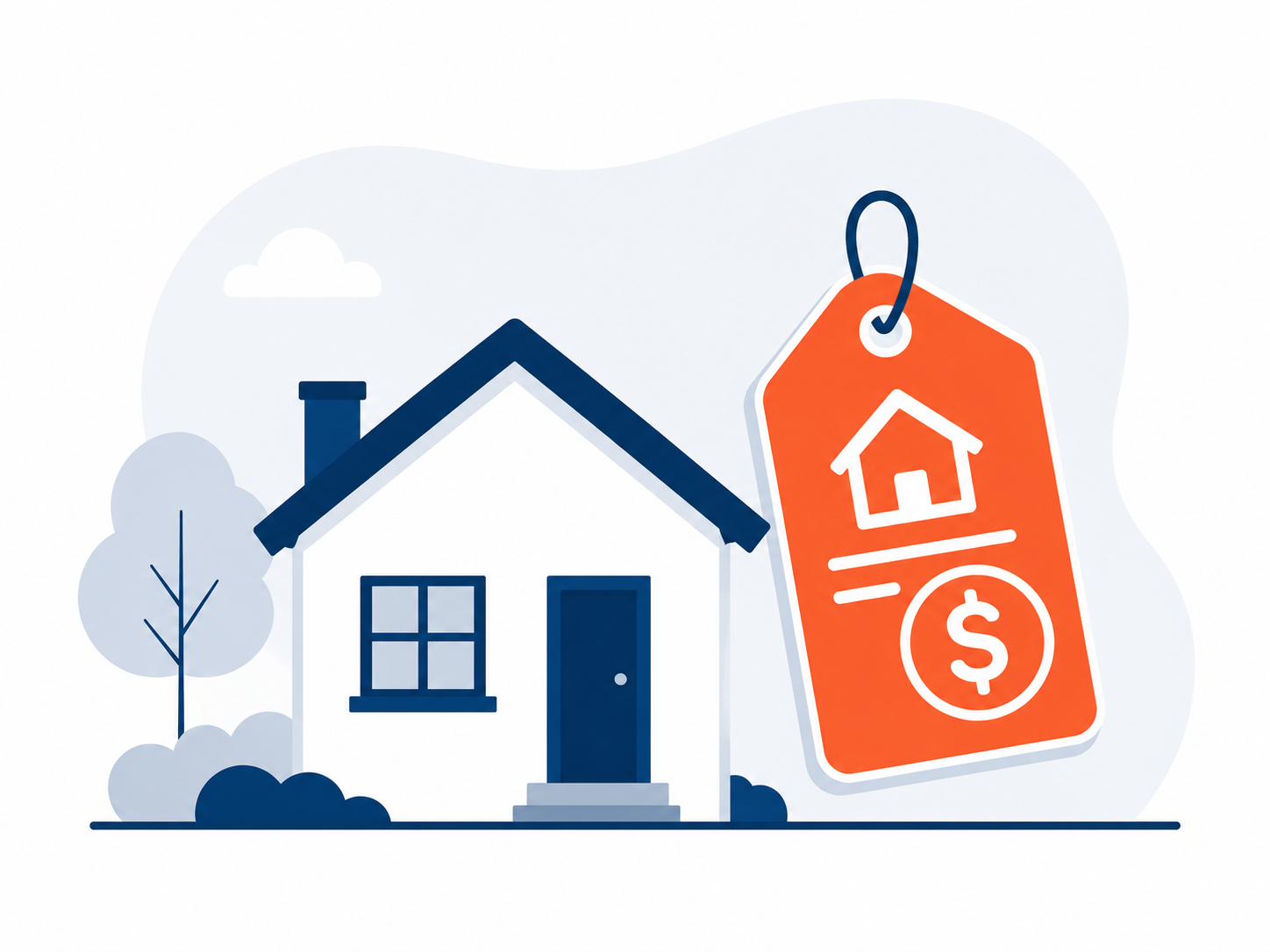 Ilustración de una casa junto a una etiqueta de valor, representando el Certificado de Valores del CRIM